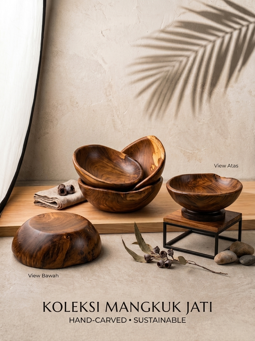 Estetika mangkok Kayu jati